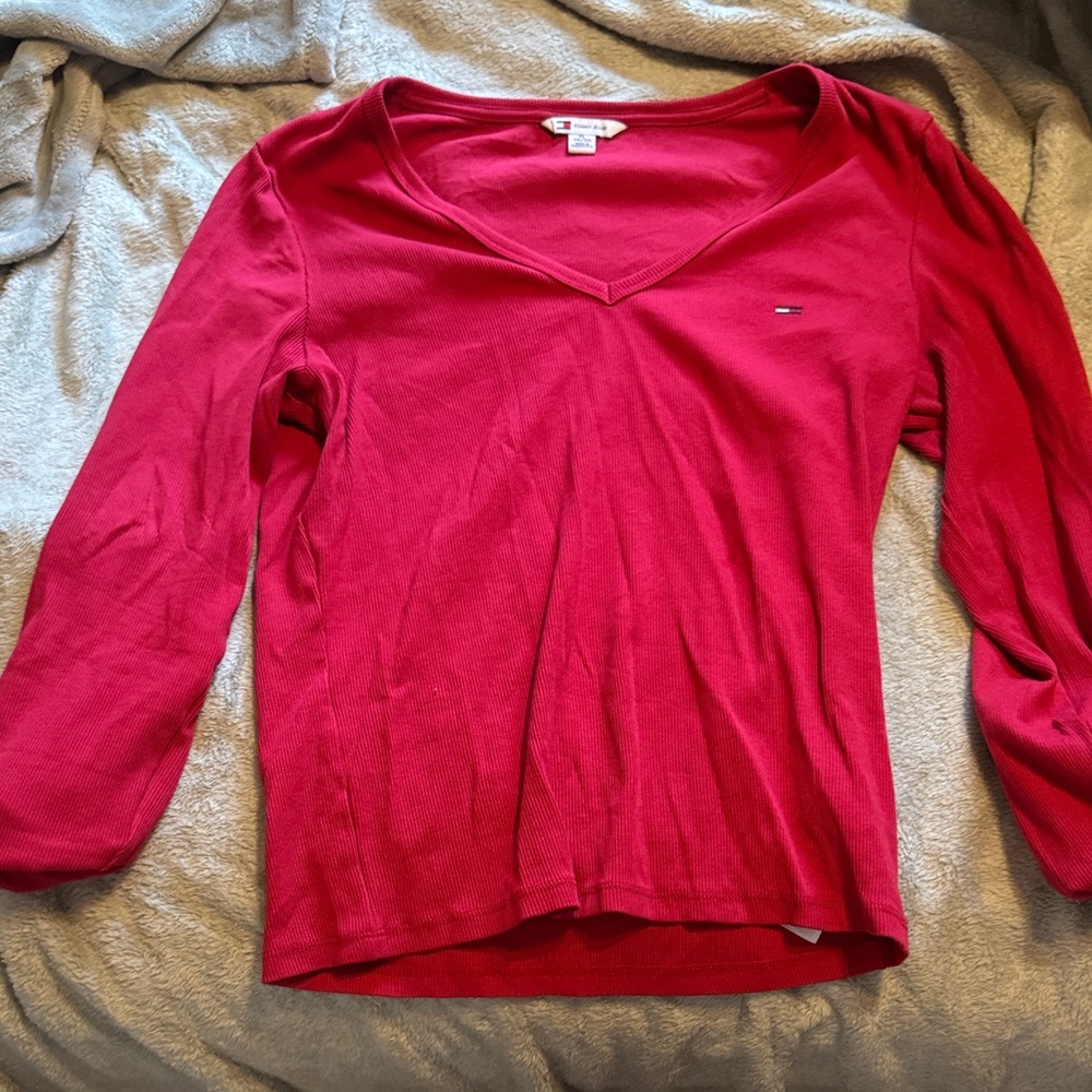 Women's Hot Pink V-Neck Top